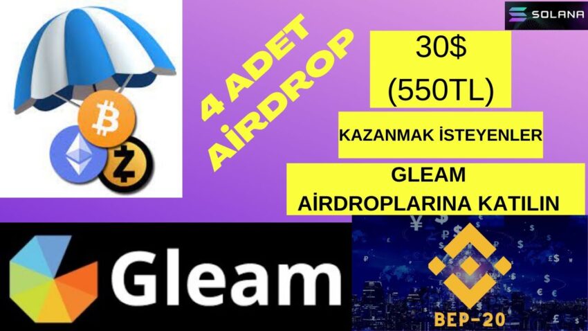 30$ (550tl) Değerinde 4 Adet Airdrop İle Para Kazan / Katılması Basit / Gleam Airdropları #13 Para Kazan