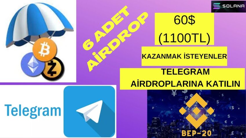 40$ (700TL) Değerinde 6 Adet Airdrop İle Para Kazan / Katılım Çok Basit / Telegram Airdropları #16 Para Kazan