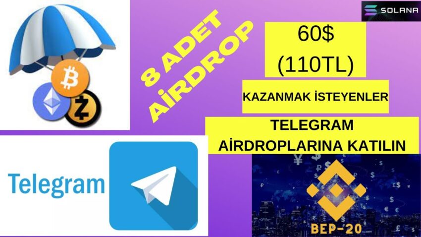 60$ (1100TL) Değerinde 8 Adet Airdrop İle Para Kazan / Katılım Çok Basit / Telegram Airdropları #13 Para Kazan