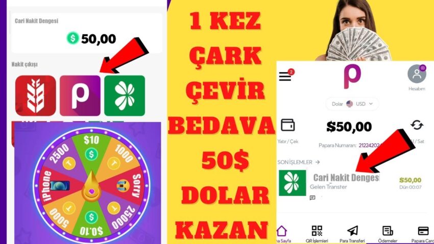 ÇARK ÇEVİR BEDAVA 1 DAKİKADA 20 DOLAR KAZAN | internetten para kazanma – bedava para kazanma yolları Para Kazan