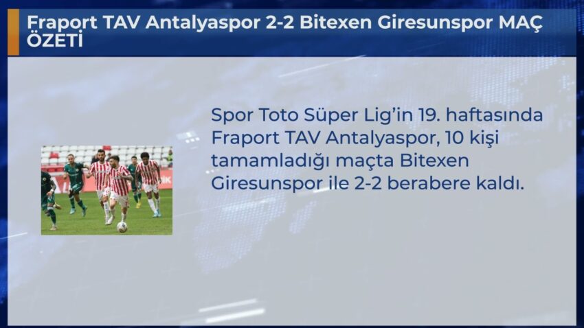 Fraport TAV Antalyaspor 2-2 Bitexen Giresunspor MAÇ ÖZETİ Bitexen 2022