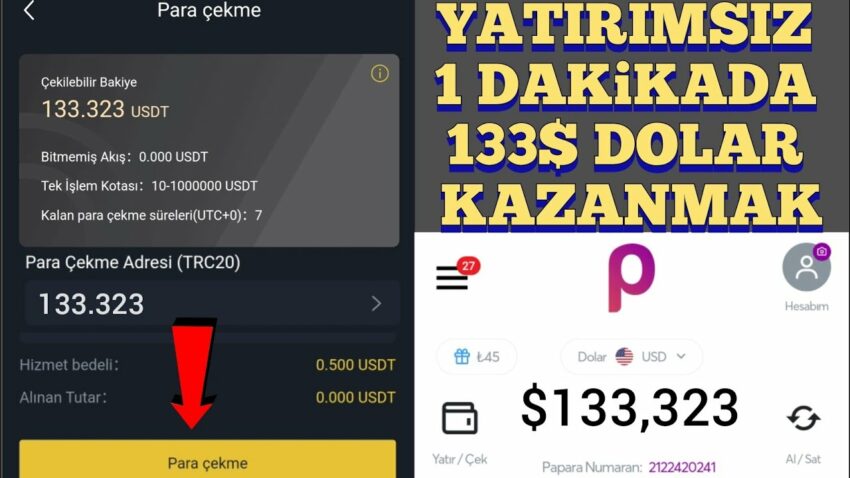 YATIRIMSIZ BEDAVA 1 DAKİKADA 130$ DOLAR KAZAN | internetten para kazanma –  bedava para kazanma Para Kazan