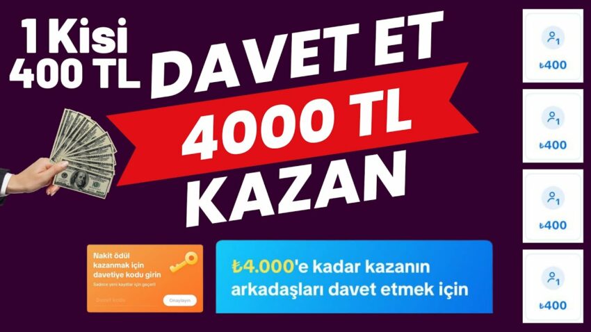 REFERANS KASARAK 400 TL PARA KAZAN (TOPLAM 4000 TL) 💰 İnternetten Para Kazanma 2023 Para Kazan