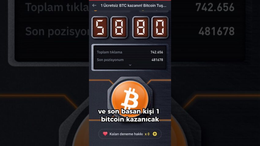 BEDAVA 1 BİTCOİN KAZAN! | Butonu Tıklamak Yeterli ! Binance Bitcoin Buton Oyunu 2023🎁 #bitcoin Kripto Kazan 2022