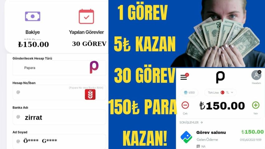 1 GÖREV YAP 5₺ KAZAN 30 GÖREV YAP 150₺ PARA KAZAN | internetten para kazanma – bedava para kazanma Para Kazan