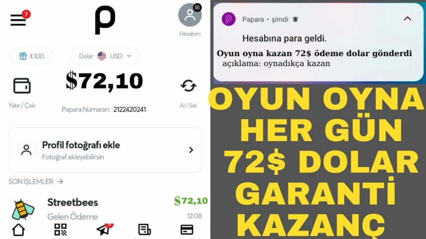PARA KAZANDIRAN OYUN ÇIKTI HER GÜN 72$ DOLAR KAZAN  UYGULAMA| internetten para kazanmak – para kazan Para Kazan