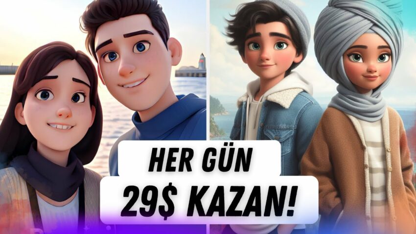 Günde 29$ Kazan 💰 Yapay Zeka ile Pixar Görseli Oluştur Para Kazan Para Kazan