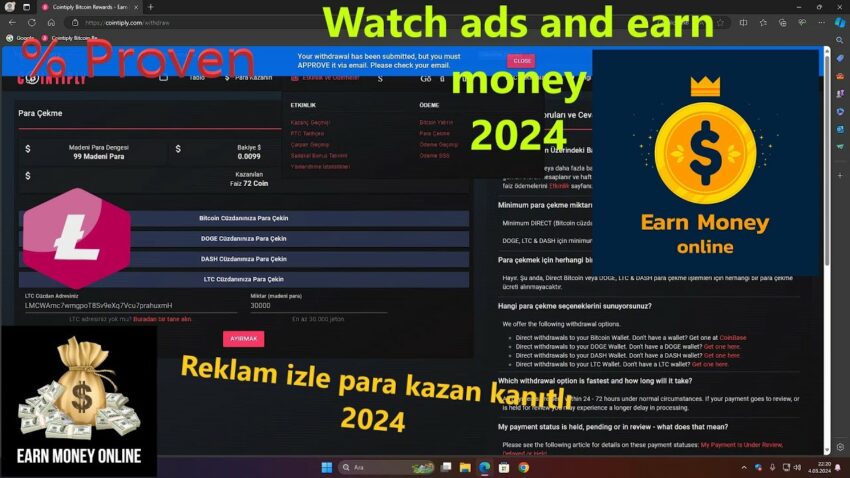 video izle para kazan 2024- watch ads earn money 2024 Para Kazan